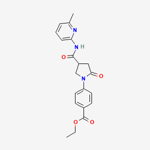 molecular formula C20H21N3O4 B11013496 Ethyl 4-{4-[(6-methylpyridin-2-yl)carbamoyl]-2-oxopyrrolidin-1-yl}benzoate 