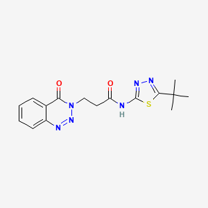 molecular formula C16H18N6O2S B11013497 N-[(2Z)-5-tert-butyl-1,3,4-thiadiazol-2(3H)-ylidene]-3-(4-oxo-1,2,3-benzotriazin-3(4H)-yl)propanamide 