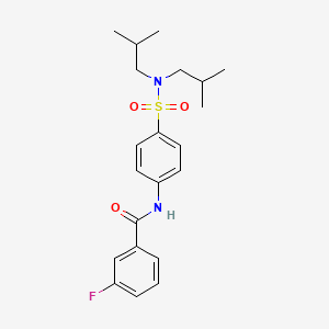 molecular formula C21H27FN2O3S B11013524 N-{4-[(diisobutylamino)sulfonyl]phenyl}-3-fluorobenzamide 