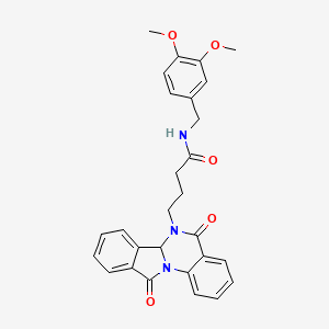 molecular formula C28H27N3O5 B11013554 N-(3,4-dimethoxybenzyl)-4-(5,11-dioxo-6a,11-dihydroisoindolo[2,1-a]quinazolin-6(5H)-yl)butanamide 