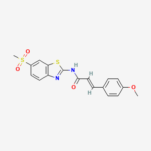 molecular formula C18H16N2O4S2 B11013570 (2E)-3-(4-methoxyphenyl)-N-[6-(methylsulfonyl)-1,3-benzothiazol-2-yl]prop-2-enamide 