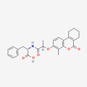 molecular formula C26H27NO6 B11013586 N-{2-[(4-methyl-6-oxo-7,8,9,10-tetrahydro-6H-benzo[c]chromen-3-yl)oxy]propanoyl}-L-phenylalanine 