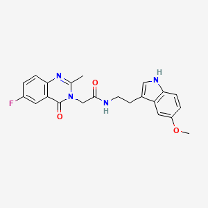 molecular formula C22H21FN4O3 B11013612 2-(6-fluoro-2-methyl-4-oxoquinazolin-3(4H)-yl)-N-[2-(5-methoxy-1H-indol-3-yl)ethyl]acetamide 