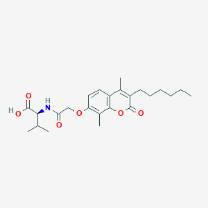 molecular formula C24H33NO6 B11013678 N-{[(3-hexyl-4,8-dimethyl-2-oxo-2H-chromen-7-yl)oxy]acetyl}-L-valine 