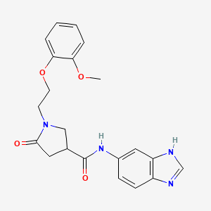 molecular formula C21H22N4O4 B11013701 N-(1H-benzimidazol-6-yl)-1-[2-(2-methoxyphenoxy)ethyl]-5-oxopyrrolidine-3-carboxamide 