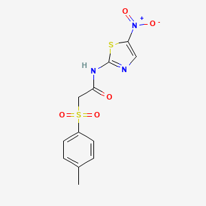 molecular formula C12H11N3O5S2 B11013764 N-(5-Nitro-thiazol-2-yl)-2-(toluene-4-sulfonyl)-acetamide 