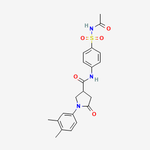 molecular formula C21H23N3O5S B11013767 N-[4-(acetylsulfamoyl)phenyl]-1-(3,4-dimethylphenyl)-5-oxopyrrolidine-3-carboxamide 