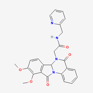 molecular formula C25H22N4O5 B11013845 2-(9,10-dimethoxy-5,11-dioxo-6a,11-dihydroisoindolo[2,1-a]quinazolin-6(5H)-yl)-N-(pyridin-2-ylmethyl)acetamide 