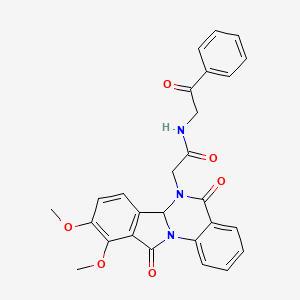 2-(9,10-dimethoxy-5,11-dioxo-6a,11-dihydroisoindolo[2,1-a]quinazolin-6(5H)-yl)-N-(2-oxo-2-phenylethyl)acetamide