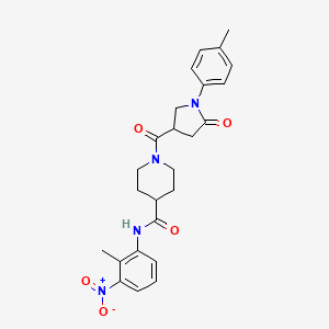 molecular formula C25H28N4O5 B11013942 N-(2-methyl-3-nitrophenyl)-1-{[1-(4-methylphenyl)-5-oxopyrrolidin-3-yl]carbonyl}piperidine-4-carboxamide 