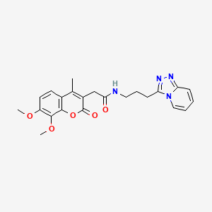 2-(7,8-dimethoxy-4-methyl-2-oxo-2H-chromen-3-yl)-N-[3-([1,2,4]triazolo[4,3-a]pyridin-3-yl)propyl]acetamide