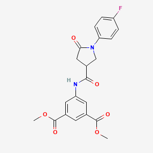 molecular formula C21H19FN2O6 B11014027 Dimethyl 5-({[1-(4-fluorophenyl)-5-oxopyrrolidin-3-yl]carbonyl}amino)benzene-1,3-dicarboxylate 