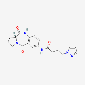 molecular formula C19H21N5O3 B11014035 N-[(11aS)-11-hydroxy-5-oxo-2,3,5,11a-tetrahydro-1H-pyrrolo[2,1-c][1,4]benzodiazepin-7-yl]-4-(1H-pyrazol-1-yl)butanamide 