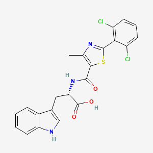 molecular formula C22H17Cl2N3O3S B11014071 N-{[2-(2,6-dichlorophenyl)-4-methyl-1,3-thiazol-5-yl]carbonyl}-L-tryptophan 