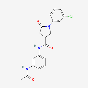 molecular formula C19H18ClN3O3 B11014074 N-[3-(acetylamino)phenyl]-1-(3-chlorophenyl)-5-oxopyrrolidine-3-carboxamide 