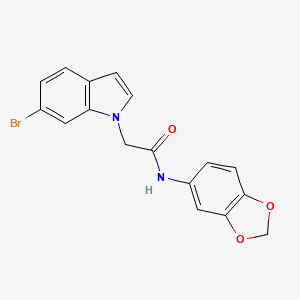 molecular formula C17H13BrN2O3 B11014080 N-(1,3-benzodioxol-5-yl)-2-(6-bromo-1H-indol-1-yl)acetamide 