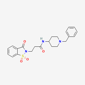 molecular formula C22H25N3O4S B11014089 N-(1-benzylpiperidin-4-yl)-3-(1,1-dioxido-3-oxo-1,2-benzothiazol-2(3H)-yl)propanamide 