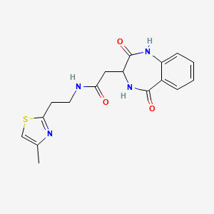 molecular formula C17H18N4O3S B11014098 2-(2,5-dioxo-2,3,4,5-tetrahydro-1H-1,4-benzodiazepin-3-yl)-N-[2-(4-methyl-1,3-thiazol-2-yl)ethyl]acetamide 