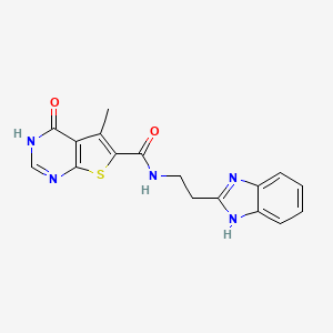 N-[2-(1H-benzimidazol-2-yl)ethyl]-5-methyl-4-oxo-3,4-dihydrothieno[2,3-d]pyrimidine-6-carboxamide