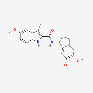 molecular formula C22H24N2O4 B11014172 N-(5,6-dimethoxy-2,3-dihydro-1H-inden-1-yl)-5-methoxy-3-methyl-1H-indole-2-carboxamide 