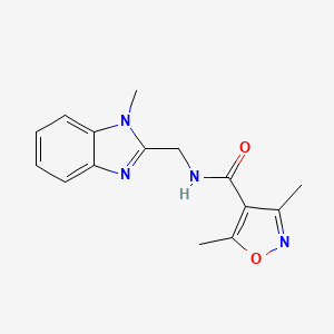 molecular formula C15H16N4O2 B11014190 3,5-dimethyl-N-[(1-methyl-1H-benzimidazol-2-yl)methyl]-1,2-oxazole-4-carboxamide 