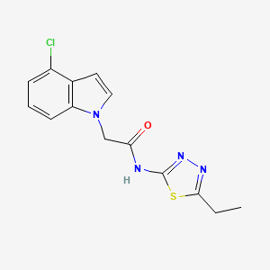 molecular formula C14H13ClN4OS B11014209 2-(4-chloro-1H-indol-1-yl)-N-[(2E)-5-ethyl-1,3,4-thiadiazol-2(3H)-ylidene]acetamide 