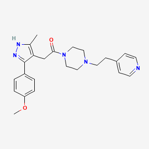 molecular formula C24H29N5O2 B11014262 2-[5-(4-methoxyphenyl)-3-methyl-1H-pyrazol-4-yl]-1-{4-[2-(pyridin-4-yl)ethyl]piperazin-1-yl}ethanone 