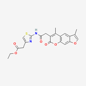 molecular formula C22H20N2O6S B11014267 ethyl (2-{[(3,5-dimethyl-7-oxo-7H-furo[3,2-g]chromen-6-yl)acetyl]amino}-1,3-thiazol-4-yl)acetate 