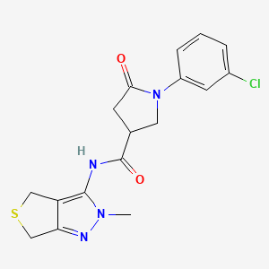 molecular formula C17H17ClN4O2S B11014295 1-(3-chlorophenyl)-N-(2-methyl-2,6-dihydro-4H-thieno[3,4-c]pyrazol-3-yl)-5-oxopyrrolidine-3-carboxamide 