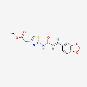 ethyl (2-{[(2E)-3-(1,3-benzodioxol-5-yl)prop-2-enoyl]amino}-1,3-thiazol-4-yl)acetate