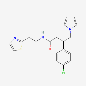 molecular formula C19H20ClN3OS B11014330 3-(4-chlorophenyl)-4-(1H-pyrrol-1-yl)-N-[2-(1,3-thiazol-2-yl)ethyl]butanamide 