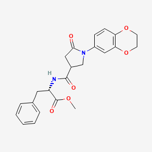 molecular formula C23H24N2O6 B11014368 methyl N-{[1-(2,3-dihydro-1,4-benzodioxin-6-yl)-5-oxopyrrolidin-3-yl]carbonyl}-L-phenylalaninate 