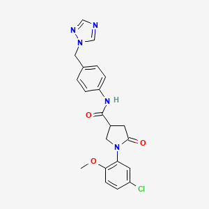 molecular formula C21H20ClN5O3 B11014401 1-(5-chloro-2-methoxyphenyl)-5-oxo-N-[4-(1H-1,2,4-triazol-1-ylmethyl)phenyl]pyrrolidine-3-carboxamide 