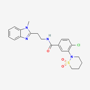 molecular formula C21H23ClN4O3S B11014413 4-chloro-3-(1,1-dioxido-1,2-thiazinan-2-yl)-N-[2-(1-methyl-1H-benzimidazol-2-yl)ethyl]benzamide 