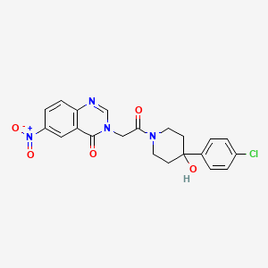 molecular formula C21H19ClN4O5 B11014436 3-(2-(4-(4-chlorophenyl)-4-hydroxypiperidin-1-yl)-2-oxoethyl)-6-nitroquinazolin-4(3H)-one 