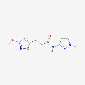 molecular formula C11H14N4O3 B11014439 3-(3-methoxy-1,2-oxazol-5-yl)-N-(1-methyl-1H-pyrazol-3-yl)propanamide 