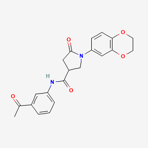 N-(3-acetylphenyl)-1-(2,3-dihydro-1,4-benzodioxin-6-yl)-5-oxopyrrolidine-3-carboxamide