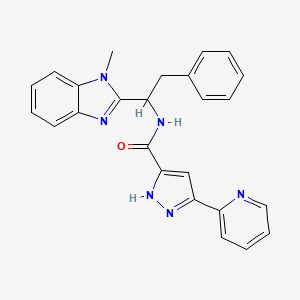 molecular formula C25H22N6O B11014509 N-[1-(1-methyl-1H-benzimidazol-2-yl)-2-phenylethyl]-5-(pyridin-2-yl)-1H-pyrazole-3-carboxamide 