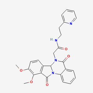 molecular formula C26H24N4O5 B11014536 2-(9,10-dimethoxy-5,11-dioxo-6a,11-dihydroisoindolo[2,1-a]quinazolin-6(5H)-yl)-N-[2-(pyridin-2-yl)ethyl]acetamide 