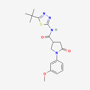 molecular formula C18H22N4O3S B11014576 N-[(2E)-5-tert-butyl-1,3,4-thiadiazol-2(3H)-ylidene]-1-(3-methoxyphenyl)-5-oxopyrrolidine-3-carboxamide 