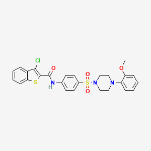 molecular formula C26H24ClN3O4S2 B11014589 3-chloro-N-(4-{[4-(2-methoxyphenyl)piperazin-1-yl]sulfonyl}phenyl)-1-benzothiophene-2-carboxamide 