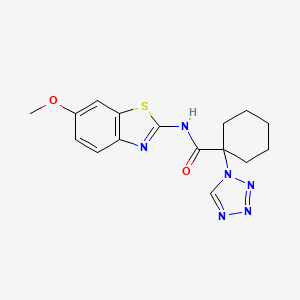 molecular formula C16H18N6O2S B11014619 N-[(2E)-6-methoxy-1,3-benzothiazol-2(3H)-ylidene]-1-(1H-tetrazol-1-yl)cyclohexanecarboxamide 