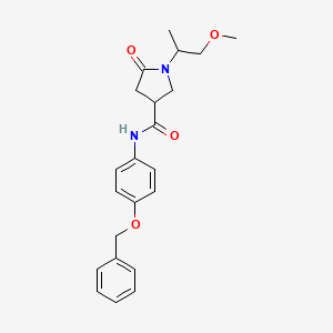 molecular formula C22H26N2O4 B11014654 N-[4-(benzyloxy)phenyl]-1-(1-methoxypropan-2-yl)-5-oxopyrrolidine-3-carboxamide 