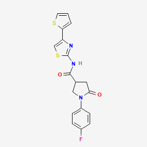 1-(4-fluorophenyl)-5-oxo-N-[4-(thiophen-2-yl)-1,3-thiazol-2-yl]pyrrolidine-3-carboxamide