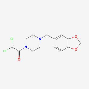 molecular formula C14H16Cl2N2O3 B11014737 1-[4-(1,3-Benzodioxol-5-ylmethyl)piperazin-1-yl]-2,2-dichloroethanone 