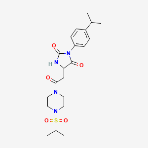 molecular formula C21H30N4O5S B11014822 5-{2-Oxo-2-[4-(propan-2-ylsulfonyl)piperazin-1-yl]ethyl}-3-[4-(propan-2-yl)phenyl]imidazolidine-2,4-dione 