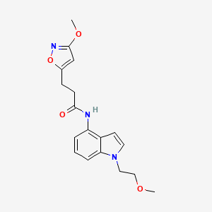 molecular formula C18H21N3O4 B11014839 N-[1-(2-methoxyethyl)-1H-indol-4-yl]-3-(3-methoxy-1,2-oxazol-5-yl)propanamide 