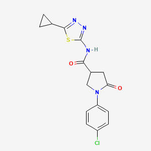 molecular formula C16H15ClN4O2S B11014848 1-(4-chlorophenyl)-N-(5-cyclopropyl-1,3,4-thiadiazol-2-yl)-5-oxopyrrolidine-3-carboxamide 