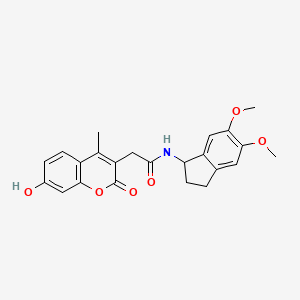 molecular formula C23H23NO6 B11014849 N-(5,6-dimethoxy-2,3-dihydro-1H-inden-1-yl)-2-(7-hydroxy-4-methyl-2-oxo-2H-chromen-3-yl)acetamide 