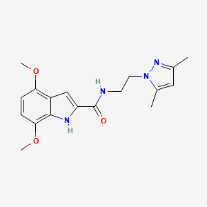 molecular formula C18H22N4O3 B11014862 N-[2-(3,5-dimethyl-1H-pyrazol-1-yl)ethyl]-4,7-dimethoxy-1H-indole-2-carboxamide 